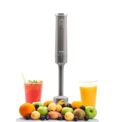Image of Sensio Home Hand Blender Cool Grey 200W Stick Immersion Blender Food Processor Handheld Electric with Stainless Steel Blade Great for Soups, Baby Food, Sauce, Smoothies
