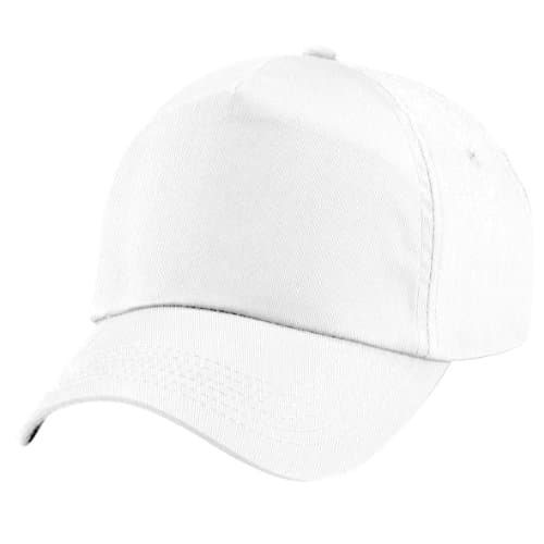 Image of Beechfield Plain Unisex Junior Original 5 Panel Baseball Cap (One Size) (White)