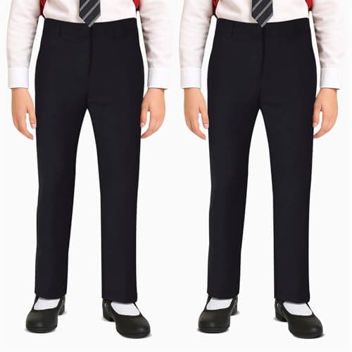 Image of A2Z 4 Kids Girls Plain School Uniform Pants Pull Up Lightweight - Girls UF Pant 782 2 Pack Black 13-14