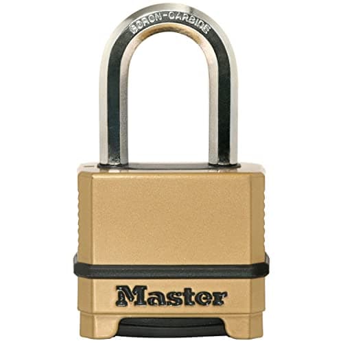 Image of MASTER LOCK Heavy Duty Padlock, Security Level 9/10, Outdoor, Keyed, Combination, Zinc, Long Shackle