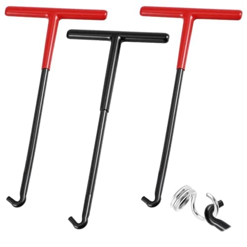 Image of Bremorou 3 Pcs Brake Spring Hook Puller Tool T Shaped Handle Motorcycle Exhaust Spring Hook With Rubber Coating Pipe Spring Puller For Snowmobile Dirt Bike Trampoline Hook Tool (Red & Black)