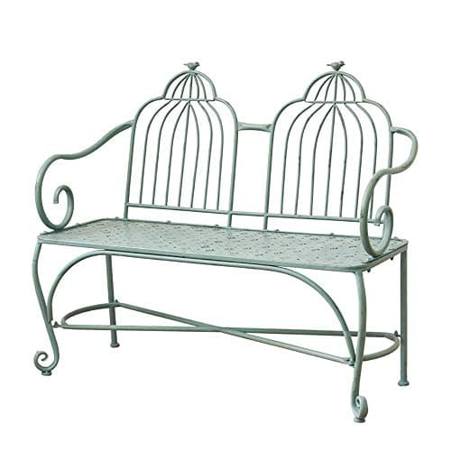 Image of Retro Wrought Iron Outdoor Leisure Stool - Garden Metal Bench, Birdca-Sd Chair for Courards, Patios, Balconies & Par - Double Seat Porch Det