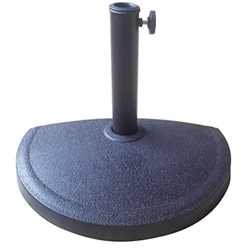 Image of CHARLES BENTLEY Outdoor Garden Concrete Parasol Half Base for Half Canopy Umbrella, Weight Stand Holder With Adjustable Pole For Flat Surfaces, Made Of Polyresin In Dark Grey (50x30cm)