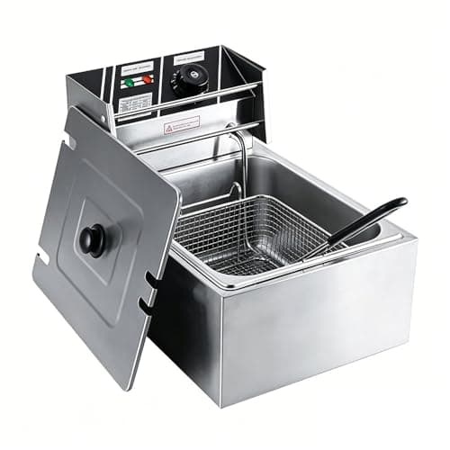 Image of 6 Litre Deep Fat Fryer 2500W Stainless Steel Deep Fryer with Adjustable Temperature Control, Removable Fryer Basket and Cool-Touch Handle, Easy Clean Fryer for Chips Chicken & More