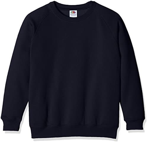 Image of Fruit of the Loom Unisex Kids Raglan Classic Sweater, Deep Navy, 9-11 Years (Manufacturer Size:32)