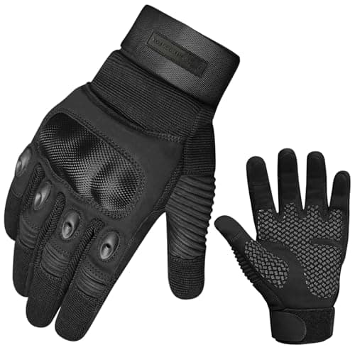 Image of WESTWOOD FOX WFX Motorcycle Gloves for Men and Women Full Finger Touchscreen Motorbike Gloves for Bike Riding Hiking Camping (BLACK, S)