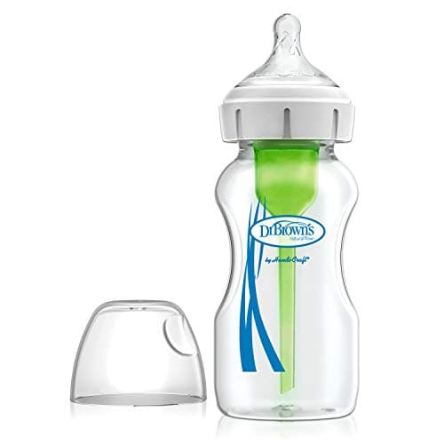 Image of Dr. Brown's Natural Flow Anti-Colic Options+ Wide-Neck Baby Bottle, 9oz/270ml, with Level 1 Teat, 1-Pack