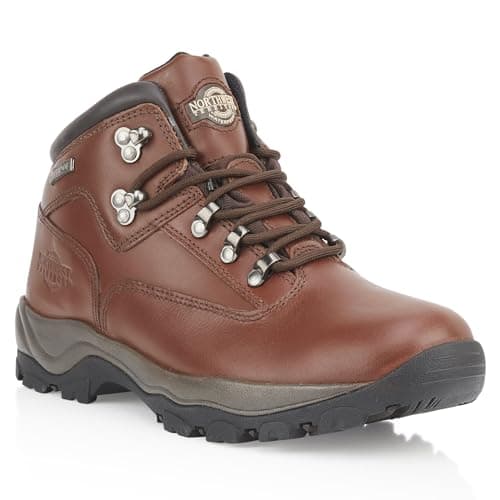 Image of Northwest Territory INUVIK Men’s Mid Rise Waterproof Leather Hiking & Walking Boots - Brown - UK 10