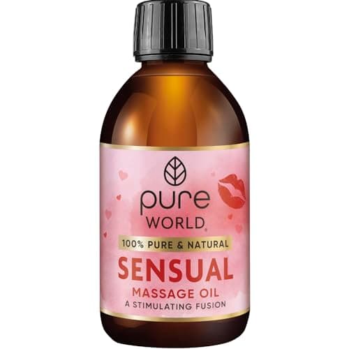 Image of Pure World 250ml Sensual Massage Oil - Luxurious Rich & Velvety Formula for Intimacy & Relaxation - Hydrating Body Moisturiser. Stimulating Blend. Made with Jasmine, Rose & Sandalwood Oils Made in UK