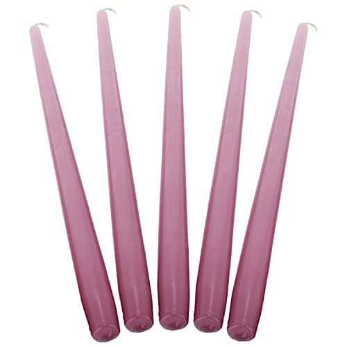Image of Deli Supplies Dinner Party Christmas Table Decor Bistro Candles Non Drip Tapered 9” 24cm Tall Taper Candle 7 Hour Burn Time Smokeless and Dripless Quality Wax (Old Rose/Pink, 5)