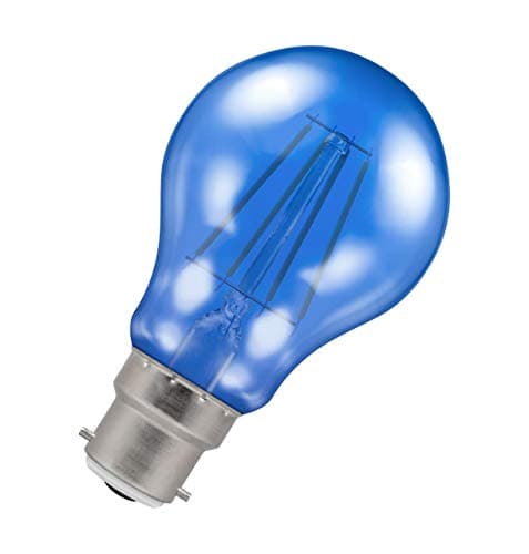 Image of Crompton Lamps Blue LED GLS Light Bulb 4.5W B22 Harlequin | IP65 Outdoor Lights LED Bulbs | Energy-Saving Replacement for 25W Bulbs | 15,000 Hours Life | for Festoon Lights Outdoor