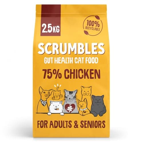 Image of Scrumbles All Natural Dry Cat Food with 75% Chicken, High Protein Food For Adults And Seniors, 2.5Kg,package may vary