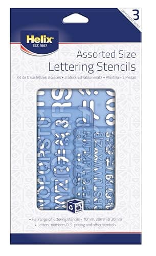 Image of Helix Three Piece Stencil Set - Letters Numbers and Symbols (10mm 20mm 30mm), Blue