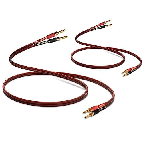 Image of WOWLED 2 Pack High-end Pure Copper HIFI OFC Speaker Wire Cable with Banana Plug, 3m Gold-Plated Banana Tip Plugs 600 Strand 14 AWG for Audio Speaker HIFI System (3m / 9.8FT)