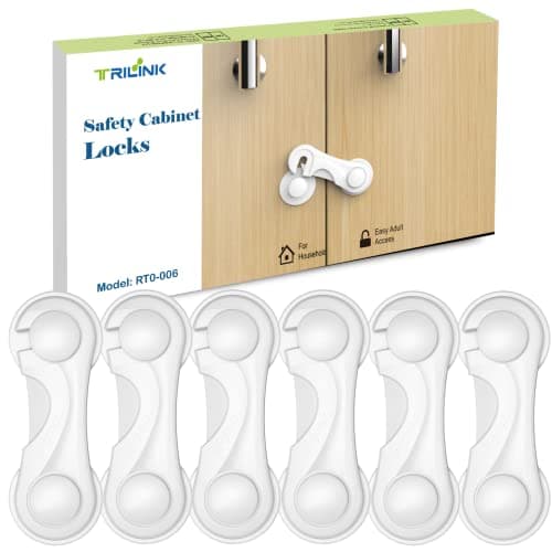 Image of TRILINK Cupboard Locks for Children 6 Pack, Baby Proof Child Safety Cupboard Locks, Child Locks for Cabinets Drawer Door, Fridge Locks for Kids, Strong Adhesive Baby Locks for Kitchen Furniture