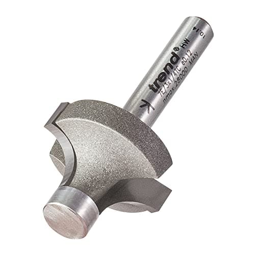 Image of Trend Professional Pin Guided Round Over Router Cutter, 8mm Radius, 1/4 Inch Shank, 26mm Cut Diameter & 14.3mm Cut Length, Tungsten Carbide Tipped, 7E/3X1/4TC