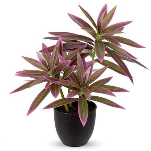 Image of Oairse 41cm Fake Plants in Black Pots Artificial Dracaena Plant Decorative Fake Potted Plants Realistic Faux Indoor Plant For Home Bathroom Living Room Kitchen Shelf Table Decoration