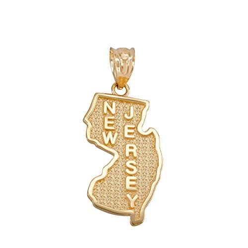 Image of New Jersey State NJ Map Charm Pendant in 14k Yellow Gold, Yellow Gold, No Gemstone