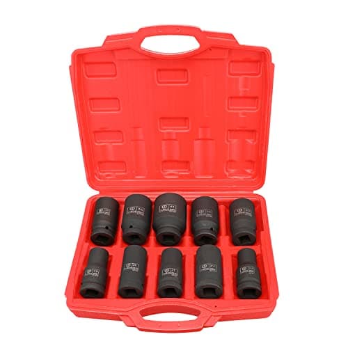 Image of XRMXF 3/4" Drive Deep Impact Socket Set,10 Piece 12-Point,Metric Sizes 17 19 21 24 27 30 32 34 36 41mm, Cr-Mo Steel 80mm Length