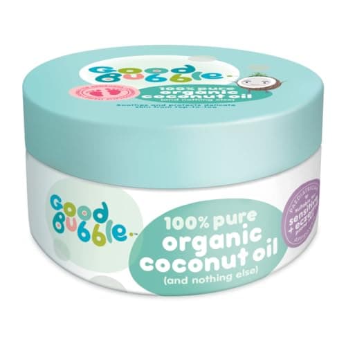 Image of Good Bubble 100% Pure Organic Coconut Oil for Babies (185g) - Vegan, Gentle Baby Massage Oil for Skin & Hair - Soothes Dry Skin & Sensitive Scalps