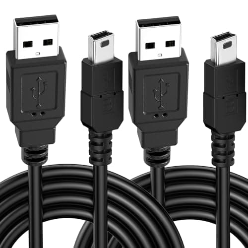 Image of TwinkleHom 2Pack Mini USB Cable (1M) USB 2.0 Type A to Mini B High Speed Data Sync Charging Cord Compatible with Blue Yeti Microphone, GoPro Hero, Digital Camera, Dash Cam, PS3 Controller, MP3 Players