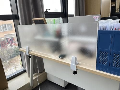 Image of SXFSDOU Acrylic Desk Dividers with Removable Clamp Panel for Enhanced Privacy in Offices and LibrariesFrosted Design Ideal Workspaces Noise Reduction & Focus