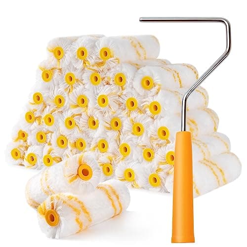 Image of Mister Rui Paint Rollers, Nylon Paint Roller 4" (100MM), Mini Paint Roller Covers, Used with Water- and Oil-Based Paints, Tough Nylon Fabric Durable Enough to be Used on Semi-Rough Surfaces