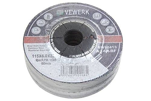 Image of VEWERK by BERGEN 4 1/2" Metal Grinding Disc 115mm x 6mm x 22.2mm 5pk B8015