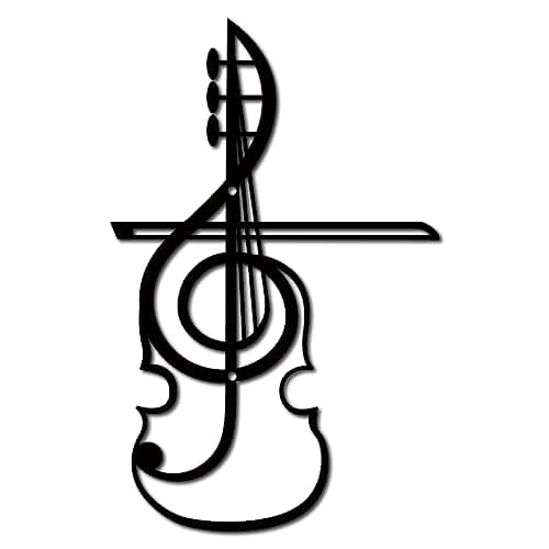 Image of CREATCABIN Music Notes Metal Wall Art Decor Musical Instruments Black Wall Signs Guitar Iron Hanging Metal Ornament Sculpture for Balcony Garden Home Living Room Decoration Outdoor Gifts 11.8x7.5Inch