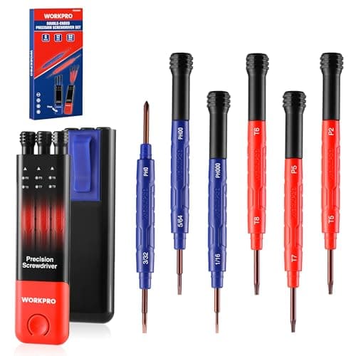 Image of WORKPRO 6-Piece Precision Screwdriver Set, 12 Sizes Double-Ended Mini Screwdrivers with Phillips, Slotted, Pentalobe and Torx Tips for Watches, Phones, Computers & Glasses Repair