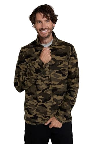 Image of Mountain Warehouse Camber II Mens Half-Zip Fleece - Lightweight & Quick Dry, Breathable Antipill Microfleece - For Spring Summer, Outdoors, Travelling & Hiking Camouflage M