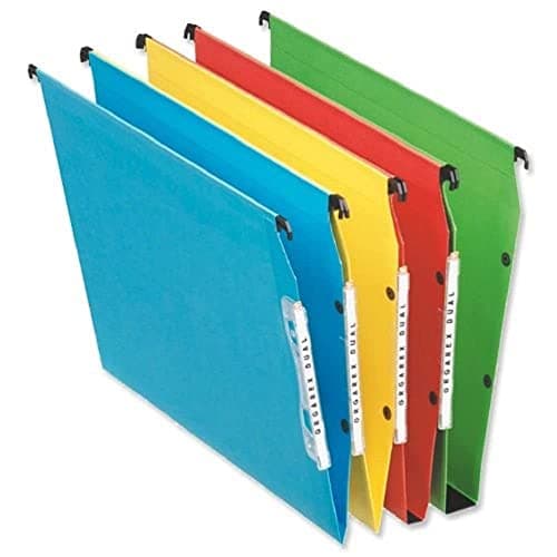 Image of Esselte Dual Vertical Suspension File, A4, V-Base, Pack of 25 Connectable Files, Tabs Included, Blue, Orgarex Range, 21646