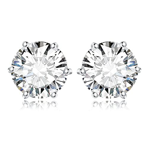 Image of JewelryPalace Round Cut 6ct Cubic Zirconia Solitaire Stud Earrings for Women, 925 Sterling Silver 14k White Gold Plated Earrings for Her, Classic Simulated Diamond Earrings Jewellery Sets