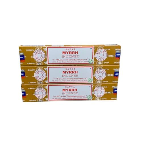 Image of Satya Myrrh Incense Sticks - Sacred Resin Scent for Spiritual Protection & Grounding (Pack of 3 x 20 Sticks)