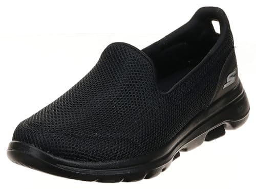 Image of Skechers Women's GO Walk 5 Slip On Trainers, Black Textile Trim, 6 UK Wide