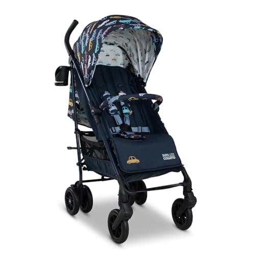 Image of Cosatto Supa Lite Pushchair – from Birth to 4 Years (25kg), 4-Wheel Suspension, Large Basket, XL UPF100+ Canopy, Foldable, Compact, Stroller with Cup Holder, Rain Cover (Beep Beep)