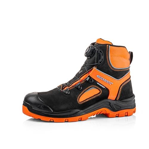 Image of Buckbootz BUCKZVIZ BVIZ7 HI-VISIBILITY SAFETY BOOT WITH FITGO LACE SYSTEM WE SEE YOU (Hi Vis Orange, UK Footwear Size System, Adult, Men, Numeric, Wide, 10)