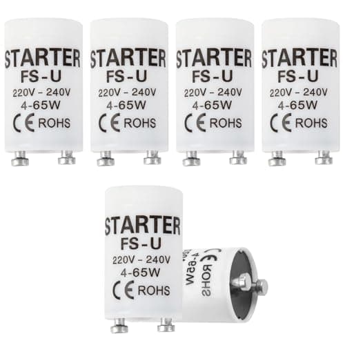 Image of YHTCC 6 Pack Fluorescent Light Starters,4-65 Watt Starters for Fluorescent Tube Lights, 220-240V LED Safety Opener Light Fittings