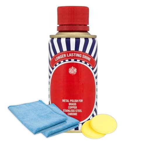 Image of Brasso Metal Polish 175ml Bundled With Microfibre Cloths & Polishing Pads for Brass, Chrome, Copper & Stainless Steel