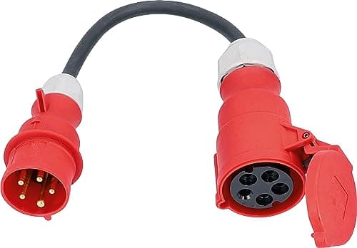 Image of as - Schwabe Adapter Cable E6 0.3 m H07RN-F 5G2.5, CEE Plug Red 400V 16A 5-Pin CEE Coupling 400V 32A 5-Pin with Hinged Lid 400V 16A Max. 11,000W, IP44, 61376
