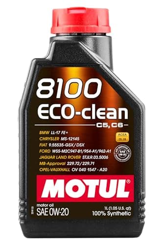 Image of Motul 108813 Car Engine Oil | Motul 8100 ECO-clean Fully Synthetic Fuel Economy Lubricant for Petrol & Diesel Vehicles | 100% Synthetic Engine Oil | Viscosity SAE J 300, 0W-20 | 1 Litre