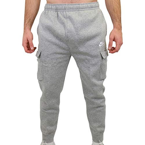 Image of NIKE Men's M Nsw Club Pant Cargo Bb Sport Trousers, Dk Grey Heather/Matte Silver/(White), L UK