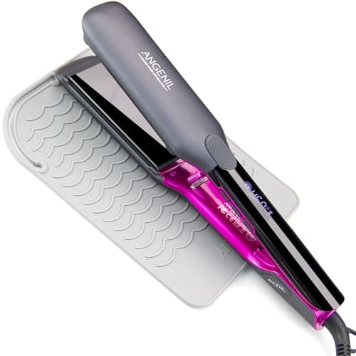 Image of ANGENIL Pro Titanium Flat Iron Hair Straightener 4.5 cm Wide, Dual Voltage Hair Straightener and Curler 2-in-1 with Heat Resistant Silicone Mat, Adjustable Temp 160°C-240°C, 15s Fast Heating