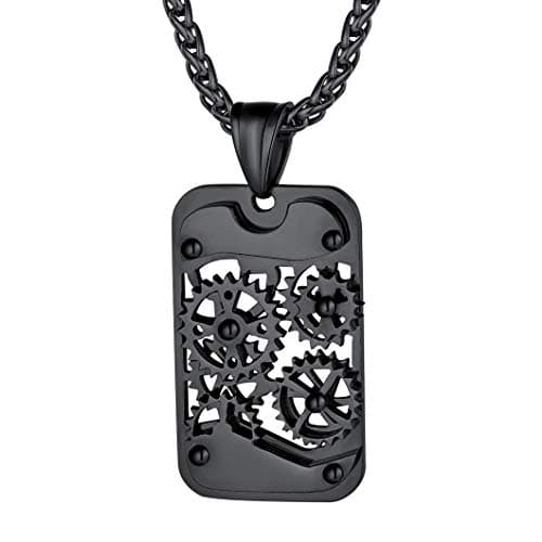 Image of Richsteel Chain For Men Black Dog Tags Mens Necklace Novelty Pendant Jewellery Necklaces