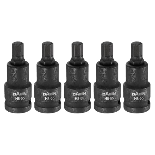 Image of sourcing map 5pcs H8 Hex Bit Socket 55mm/2.17" Length 1/2" Square Drive Metric Extension Impact Bit Power Nut Driver Set S2 Steel Socket Ratchet Wrench Bits, Black