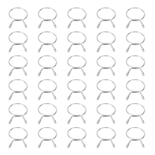 Image of sourcing map Fuel Line Hose Clips 30Pcs 28mm ID 31.4mm Clamp Dia. 304 Stainless Steel Tubing Spring Clips Clamps Assortment for Air Hose Tube Water Pipe Motorcycle Scooter ATV, Silver