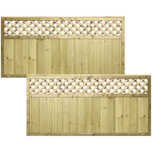 Image of Decorative Urban Wooden Fence Panel, 6ft x 3ft Heavy Duty Treated Timber | Contemporary-Style Fencing with Diamond Insert, Ideal for Any Garden Perimeter (Wide: 182cm x High: 90cm)