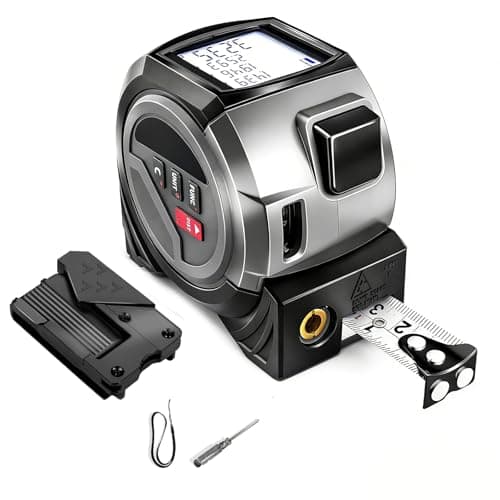 Image of 3-in-1 Laser Tape Measure, Cross Line Level, Digital Distance Meters 131ft/40m, Backlit LCD Display, Building Measurement Device, Pythagorean/Area/Volume Calculation & 5 m Tape Measure (Grey)