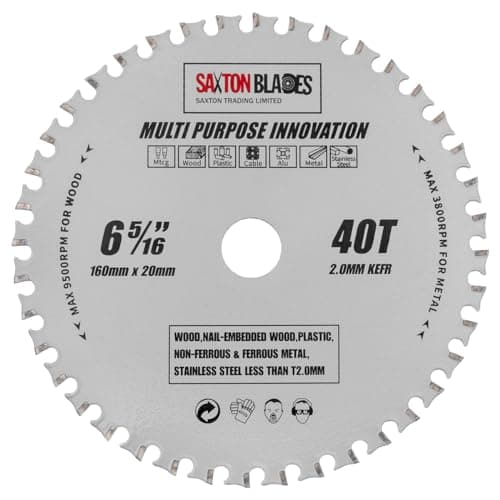 Image of TCT16040TMPT Saxton TCT Multi Purpose Innovation Circular Saw Blade 160mm x 40T x 20mm Bore (16mm ring) Wood and Metal fits Festool Bosch Dewalt etc