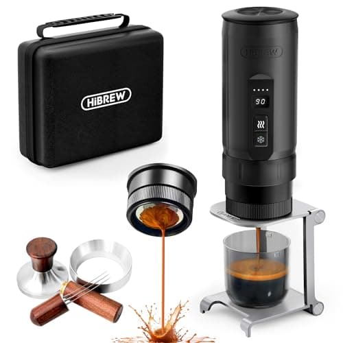 Image of HIBREW H4C Ultra - Portable Electric Espresso Maker, 51mm Bottomless Professional Coffee Maker, USB-C Rechargeable for Ground Coffee,Compact for Camping and Travel,with Foldable Holder & Carrying Case